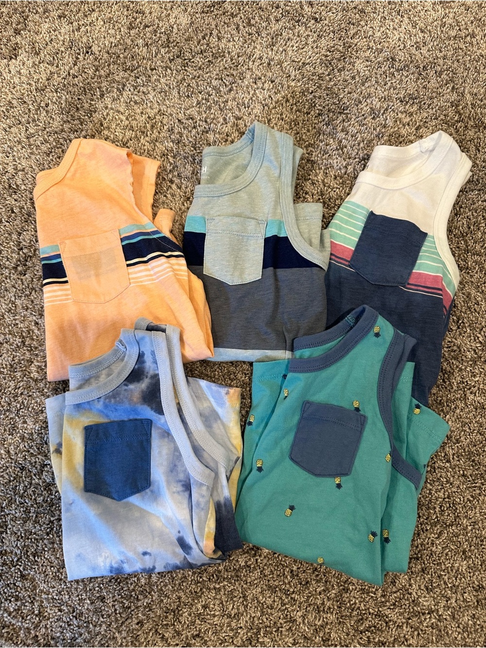 OshKosh B'gosh Kids Sleeveless Pocket Tanks -Lot of 5 Tanks- sz 4T